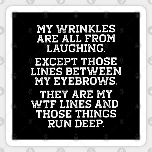 Funny Birthday Gift - Wrinkles, WTF Lines Run Deep Sticker by Elsie Bee Designs